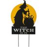 Glitzhome 30 in. H Halloween Yard Stakes Wooden and Metal Witch is making prison or Wall Decor or Floor Decor