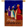Breeze Decor 28 in. x 40 in. Celebrate Epiphany Nativity House Flag Double-Sided Winter Decorative Vertical Flags