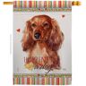 Breeze Decor 28 in. x 40 in. Long Hair Dachshund Happiness House Flag Double-Sided Readable Both Sides Animals Dog Decorative