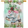 Breeze Decor 28 in. x 40 in. Winter Skate House Flag Double-Sided Readable Both Sides Winter Wonderland Decorative