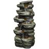 Cesicia 11.40 in. W Outdoor Garden/Yard Resin Rock Fountain With LED Light in 5-Crock with Contemporary Design in Gray