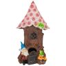 Northlight 14 in. Solar Lighted Bless Our Home Gnome Tree House Outdoor Garden Statue