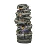 Cesicia 11.20 in. W Outdoor Garden/Yard Resin Rock Fountain With LED Light in 4-Crock with Contemporary Design in Gray