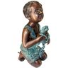 Design Toscano New Friend, Boy with Frog Cast Bronze Piped Spitting Statue