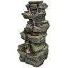 Cesicia 9.80 in. W Outdoor Garden/Yard Resin Rock Fountain With LED Light in 4-Crock with Contemporary Design