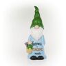 Alpine 24 in. H "Happiness is Gnome Made" Indoor/Outdoor Garden Gnome Statue, Green/Blue