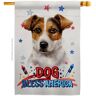 Breeze Decor 28 in. x 40 in. Patriotic Russell Terrier Dog House Flag Double-Sided Animals Decorative Vertical Flags