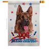 Breeze Decor 28 in. x 40 in. Patriotic Red German Shepherd Dog House Flag Double-Sided Animals Decorative Vertical Flags