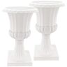 Arcadia Garden Products Deluxe Pedestal 10 in. x 17 in. White Plastic Urn (2-Pack)