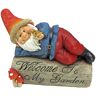 Design Toscano 11 in. H Gideon the Garden Gnome Welcome Sign Statue