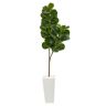 Nearly Natural 6 ft. Fiddle Leaf Fig Artificial Tree in Tall White Planter