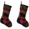 Glitzhome Plaid Stocking with Rug Hooked (Bear) 2-Pack