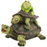 Design Toscano Along for the Ride, Frog and Turtles Stone Bonded Resin Piped Spitting Statue