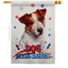 Breeze Decor 2.3 ft. x 3.3 ft. Patriotic Jack Russell Terrier House Flag Double-Sided Readable Both Sides Animals Dog Decorative