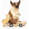 LuxenHome Brown, White, and Black 16.3 in. H Kitten and Dog Resin Statue