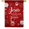 Breeze Decor 28 in. x 40 in. Jesus is the Reason Nativity House Flag Double-Sided Winter Decorative Vertical Flags