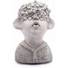 LuxenHome Gray MgO Kissing Flower Child Bust Planter Composite Decorative Pot