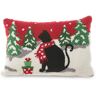 Glitzhome 18 in. W x 12 in. H Hooked Christmas Cat Pillow