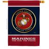 Breeze Decor 28 in. x 40 in. Proud Marine Corps House Flag Double-Sided Armed Forces Decorative Vertical Flags