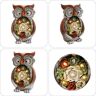 ITOPFOX Muti-Cultured Garden Statue Owl Figurines, Solar Powered Resin Sculpture with 5 LED Lights for Patio, Lawn, Garden Decor