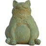 Cast Stone Happy Fat Cat Garden Statue, Weathered Bronze