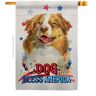 Breeze Decor 28 in. x 40 in. Patriotic Yellow Australian Shepherd Dog House Flag Double-Sided Animals Decorative Vertical Flags