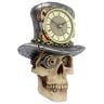 Design Toscano Steampunk Mad Hatter Skull Sculptural Multi-Colored Analog Plastic Poly-Resin Wall Grandfather Clock