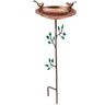 Good Directions Pure Copper Birdbath, Featuring Two Copper Birds and a Tree Themed Multi-Pronged Garden Pole