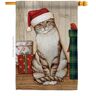 Breeze Decor 28 in. x 40 in. Christmas Kitty House Flag Double-Sided Winter Decorative Vertical Flags