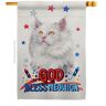 Breeze Decor 28 in. x 40 in. Patriotic German Long Hair Cat House Flag Double-Sided Animals Decorative Vertical Flags