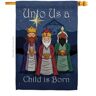 Breeze Decor 28 in. x 40 in. Child is Born Nativity House Flag Double-Sided Winter Decorative Vertical Flags