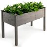 Costway Wooden Raised Vegetable Garden Bed Elevated Grow Vegetable Planter Grey