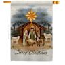 Breeze Decor 28 in. x 40 in. Birth of Jesus Nativity House Flag Double-Sided Winter Decorative Vertical Flags