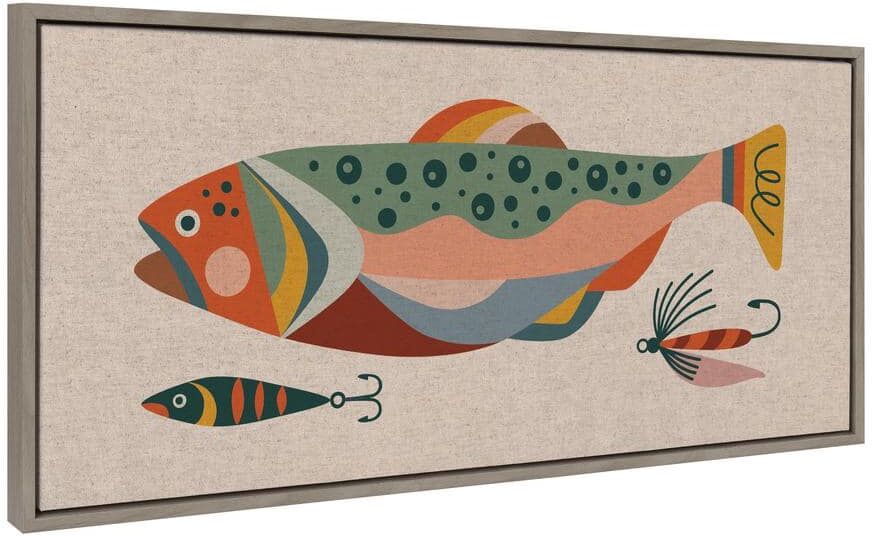 Kate and Laurel Colorful Bright Animal Fish by Rachel Lee, 1 Piece Framed Canvas Fish Art Print, 18 in. x 40 in.