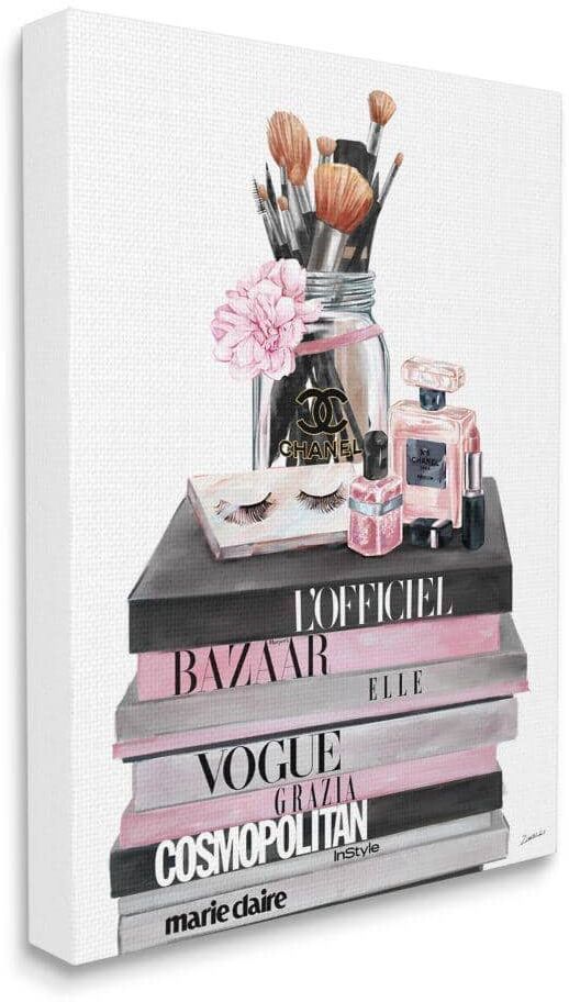 Stupell Industries Fashion Accessories Glam Magazine Book Stack by Ziwei Li Unframed Abstract Canvas Wall Art Print 16 in. x 20 in.