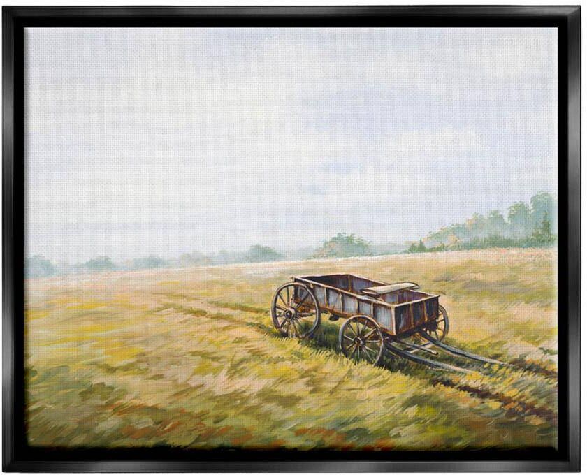 The Stupell Home Decor Collection Wild West Wagon Cart Rural Hill Farm Scenery by Bruce Nawrocke Floater Frame Nature Wall Art Print 21 in. x 17 in.