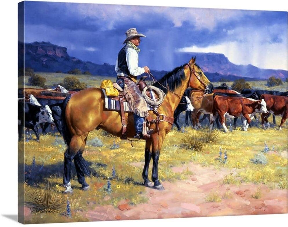 GreatBigCanvas 40 in. x 30 in. "Great American Cowboy" by Jack Sorenson Canvas Wall Art