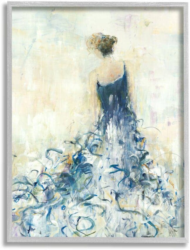 Stupell Industries Women's Abstract Fashion Dress Busy Blue Curves by Lisa Ridgers Framed Print Abstract Texturized Art 11 in. x 14 in.