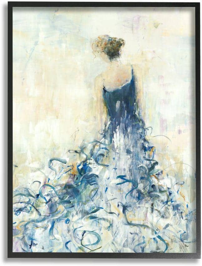 Stupell Industries Women's Abstract Fashion Dress Busy Blue Curves by Lisa Ridgers Framed Print Abstract Texturized Art 11 in. x 14 in.