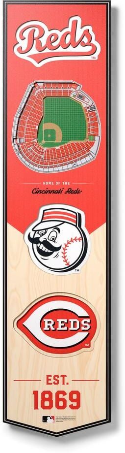 YouTheFan MLB Cincinnati Reds Wooden 8 in. x 32 in. 3D Stadium Banner-Great American Ball Park