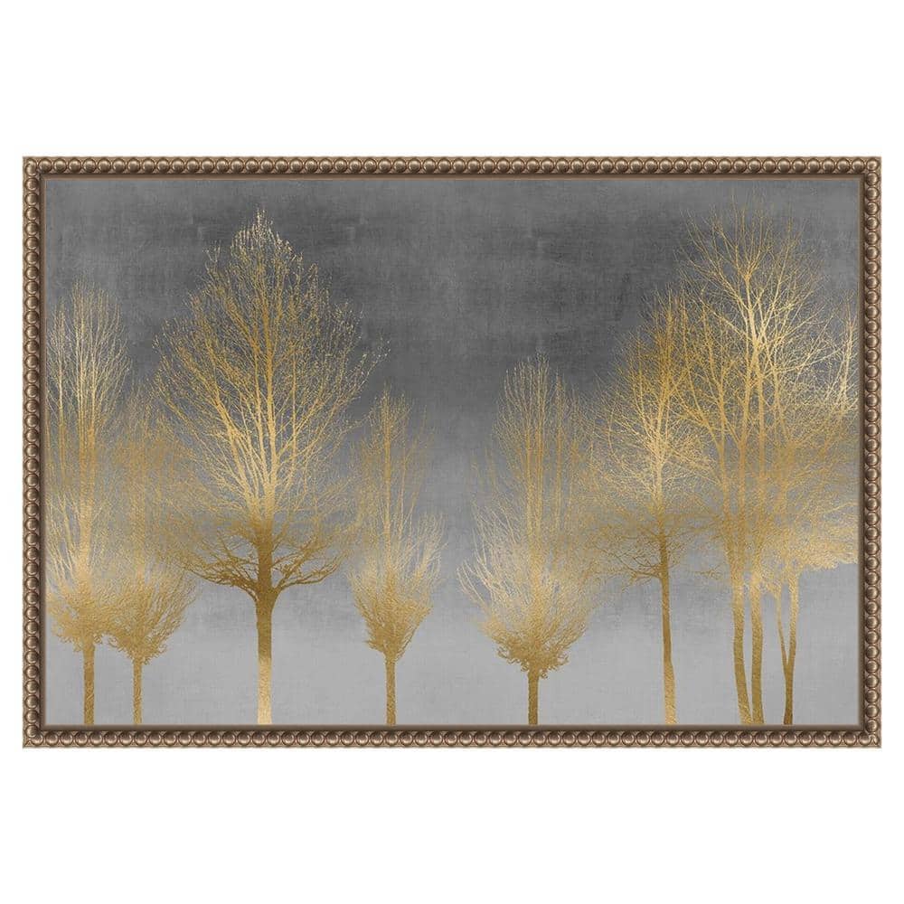 Amanti Art Gold Forest on Gray by Kate Bennett 1-Piece Floater Frame Giclee Abstract Canvas Art Print 16 in. x 23 in.