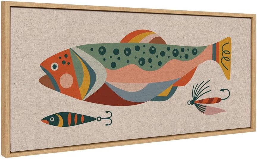 Kate and Laurel Colorful Bright Animal Fish by Rachel Lee, 1-Piece Framed Canvas Animal Art Print, 18 in. x 40 in.