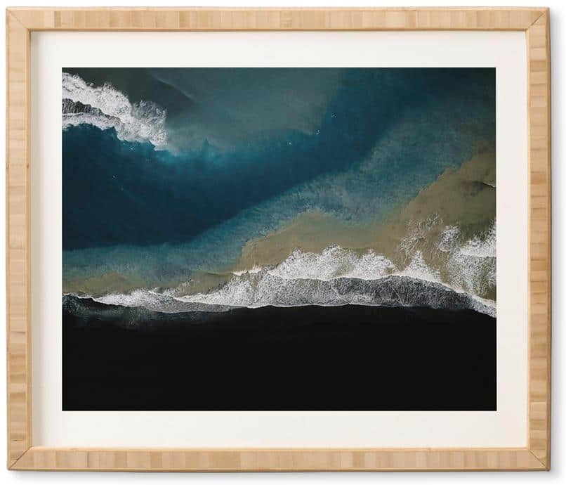 DenyDesigns. Where the river meets the ocean by Michael Schauer Bamboo Framed Abstract Art Print 14 in. x 16.5 in.