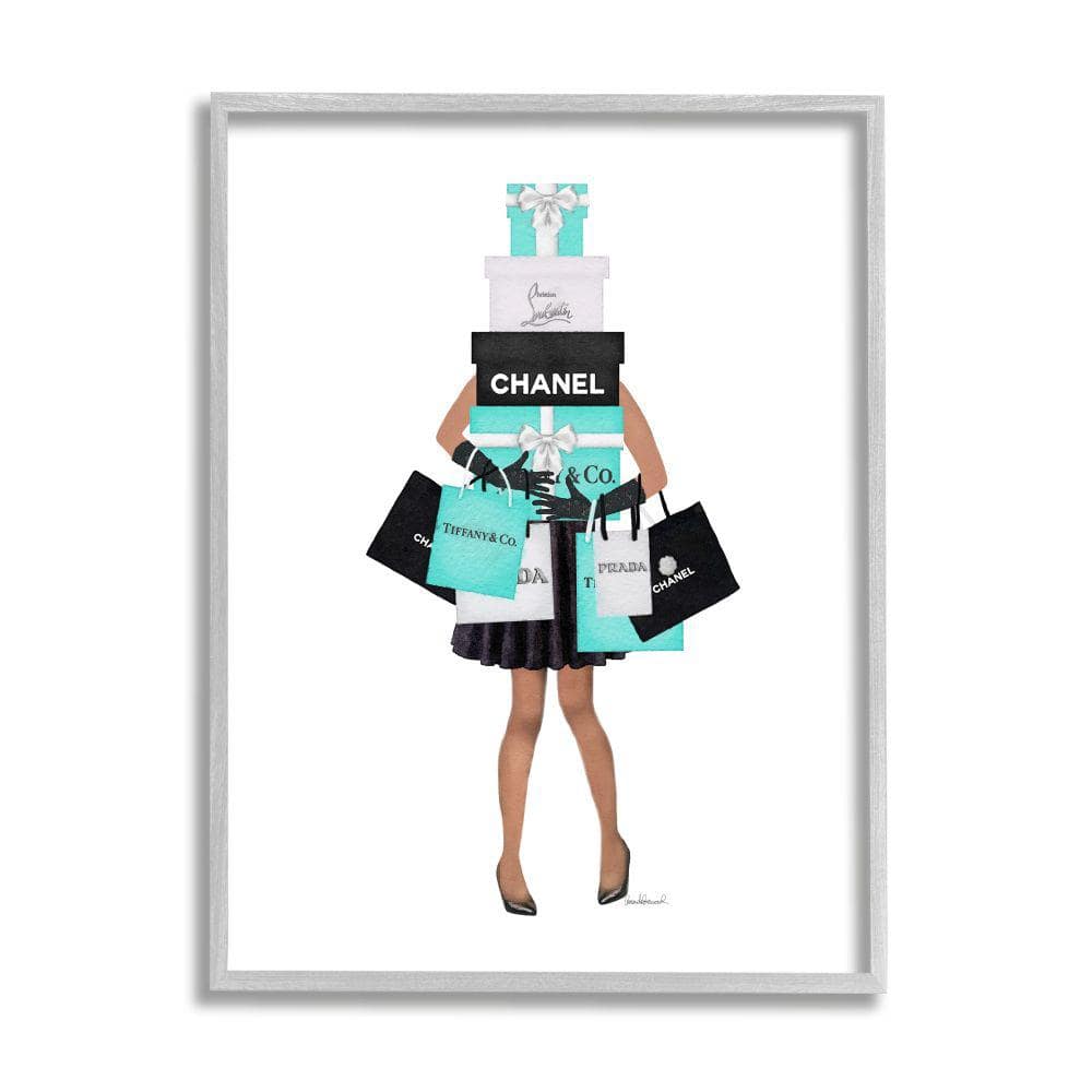 Stupell Industries Fashionista Woman Shopping Chic Glam Bags by Amanda Greenwood Framed Print Abstract Texturized Art 24 in. x 30 in.