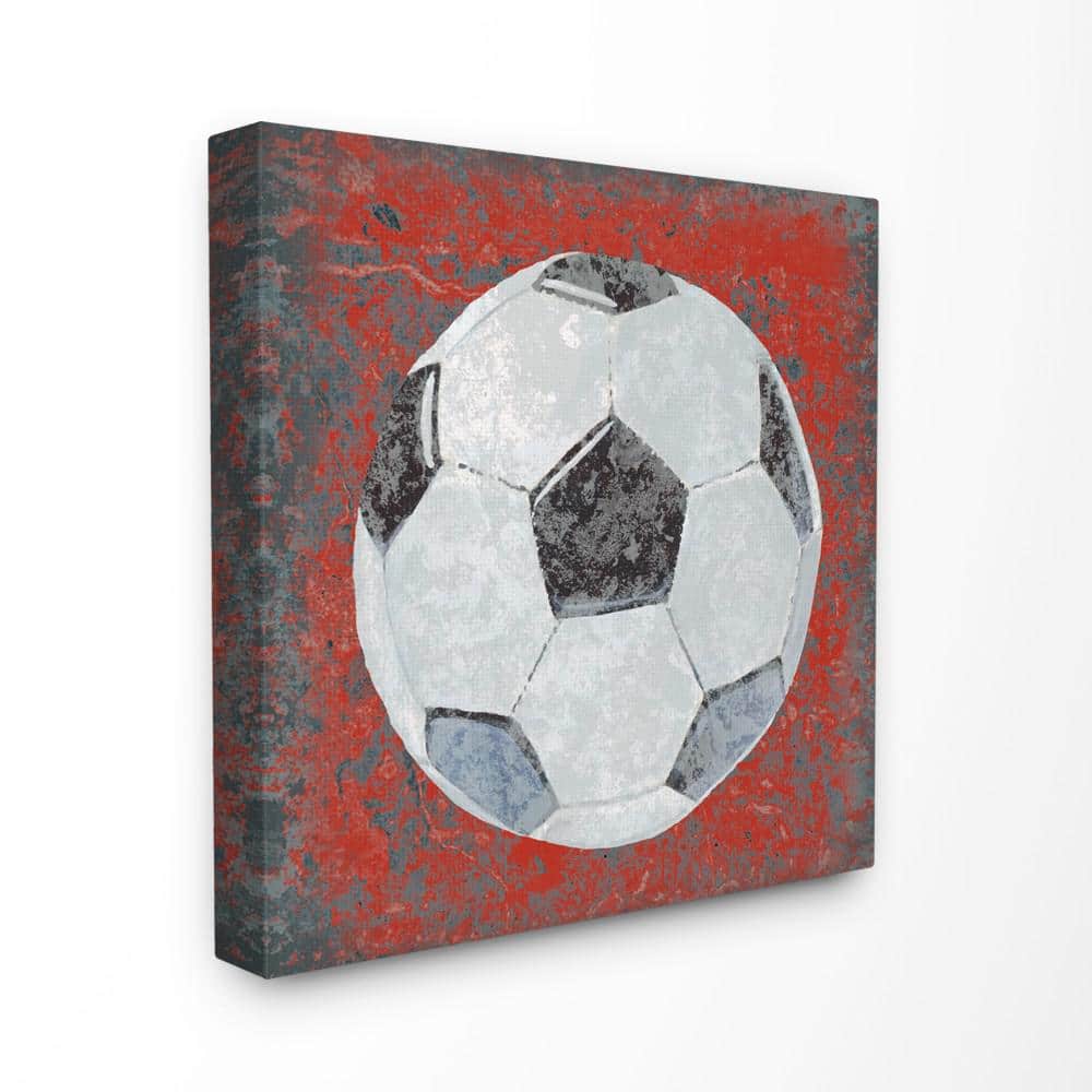 Stupell Industries 17 in. x 17 in. "Grunge Sports Equipment Soccer" by Studio W Printed Canvas Wall Art