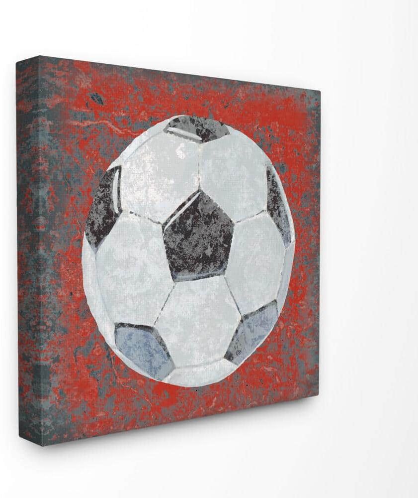 Stupell Industries 24 in. x 24 in. "Grunge Sports Equipment Soccer" by Studio W Printed Canvas Wall Art