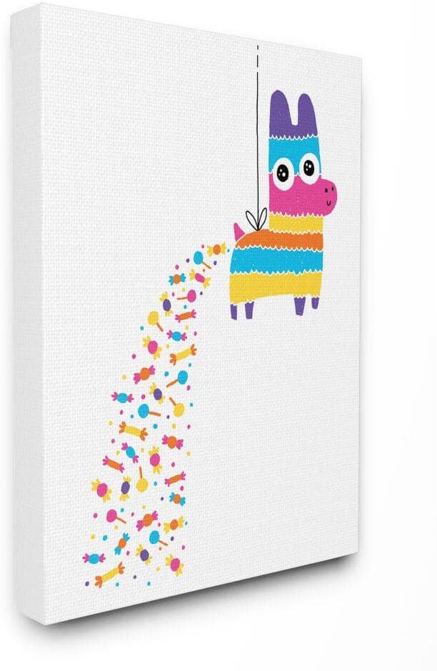 Stupell Industries Color Pop Party Pinata with Rainbow Candy by Michael Buxton Unframed Drink Canvas Wall Art Print 16 in. x 20 in.