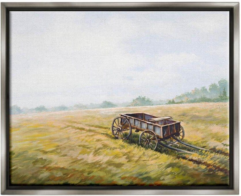 The Stupell Home Decor Collection Wild West Wagon Cart Rural Hill Farm Scenery by Bruce Nawrocke Floater Frame Nature Wall Art Print 31 in. x 25 in.