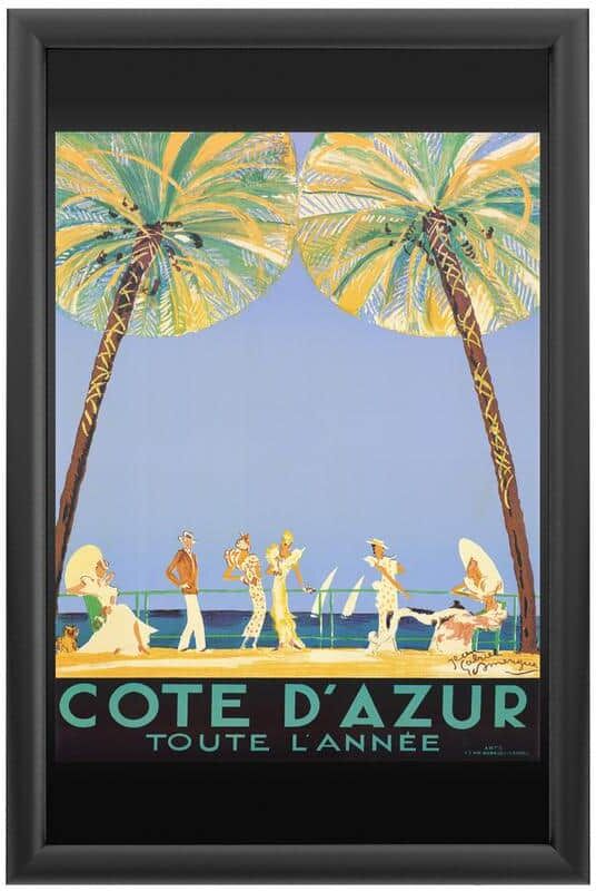 Trademark Fine Art Cote D'Azur by Unknown Framed with LED Light Vintage Advertisement Wall Art 24 in. x 16 in.