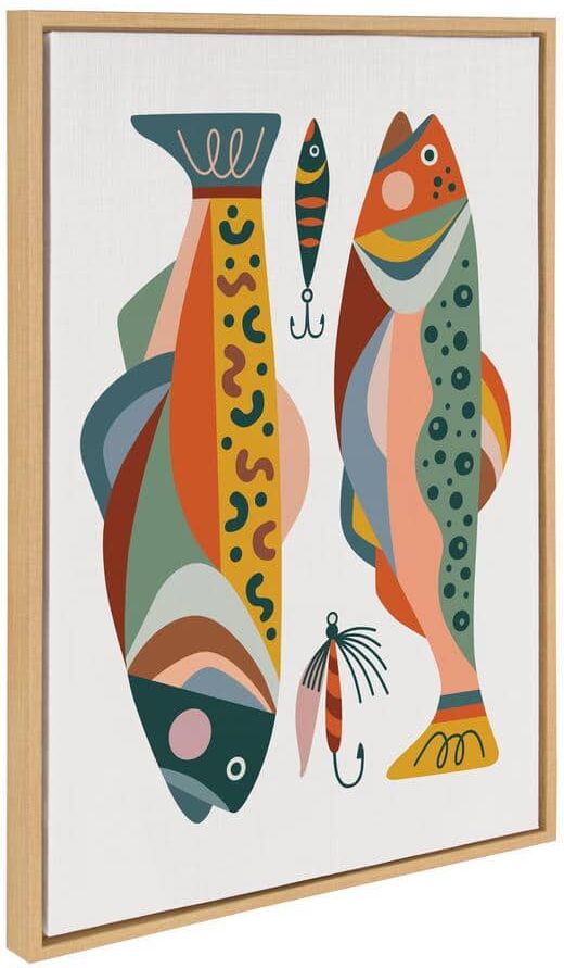 Kate and Laurel Colorful Bright Animal Fish By Rachel Lee, 1-Piece Framed Canvas Fish Art Print, 23 in. x 33 in.